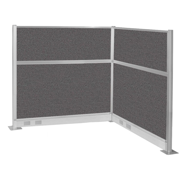 Versare Pre-Configured Hush Panel Electric Cubicle (L Shape) 6' x 6' Charcoal Gray Fabric 1859374 - main